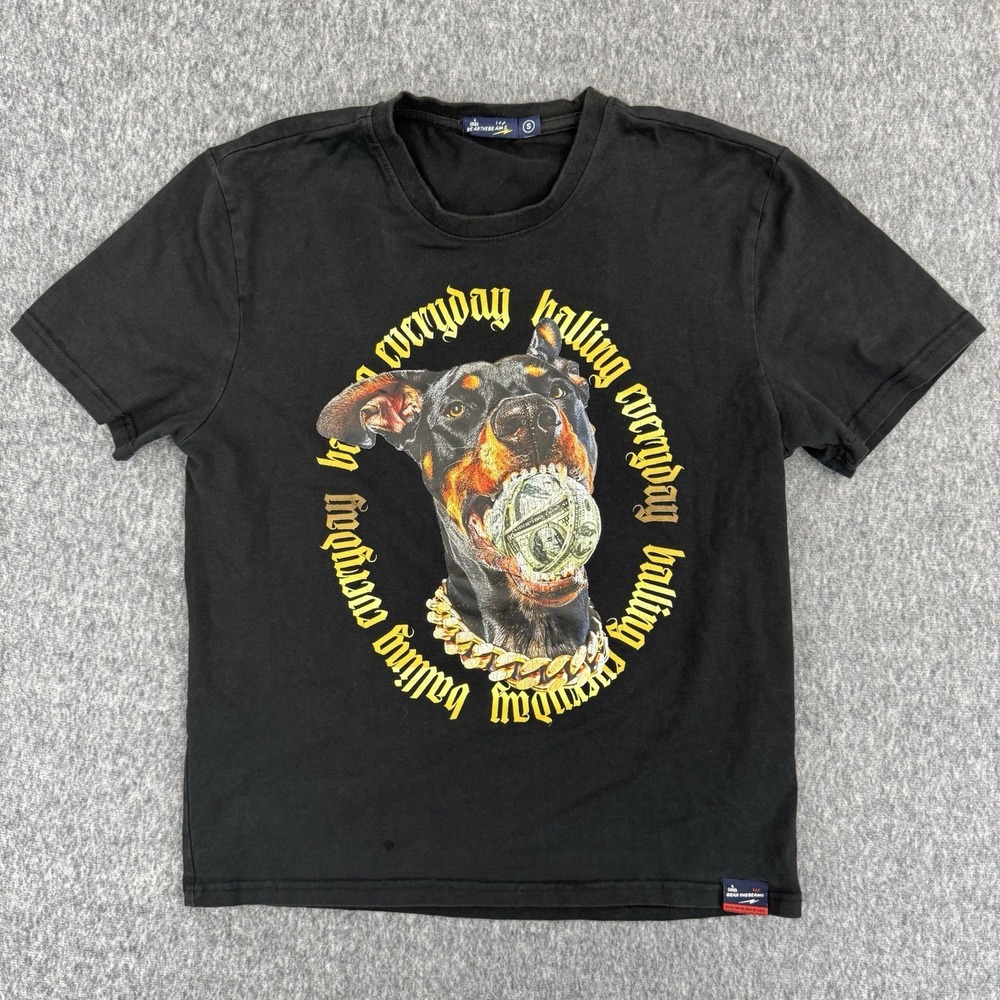 Bear The Beams Graphic T‎ Shirt Black Dog Money Streetwear Tee Men S